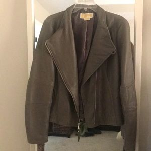 Moss green (real) leather jacket